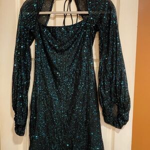 Lucy in the Sky Black and Blue Sequin Maxi Dress
